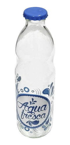 1 Liter Glass Bottle with Design Lid 2