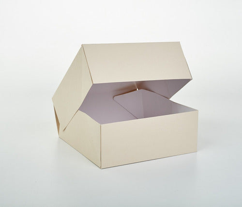 Box 1-Piece Glued 25x25x10 Cm (x 50 Units) for Cakes, Tarts, Desserts - 067 Bauletto 1