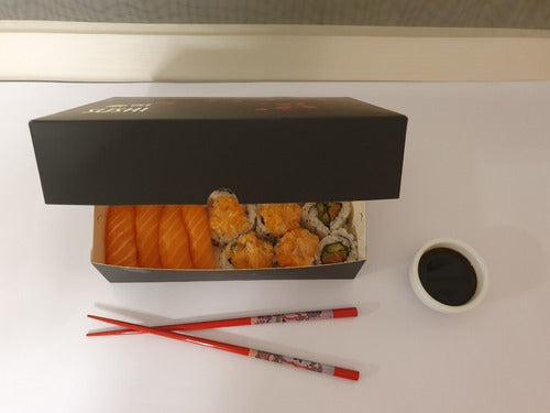 Medium Black Sushi Box 20-24 Pieces, 100 Units Lam Int./Ext 2