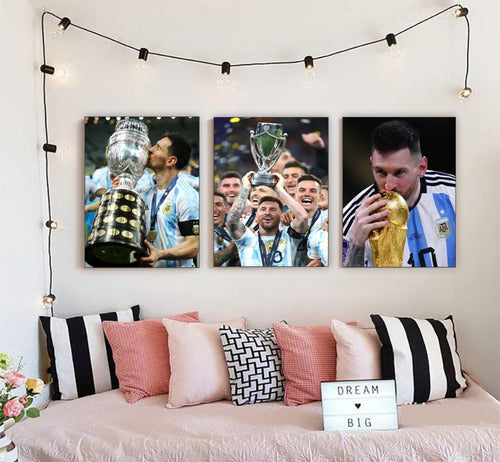 Ahi Tenes la Puerta Cuadro Leo Messi 60x90 Argentina Campeón Copa Del Mundo 5