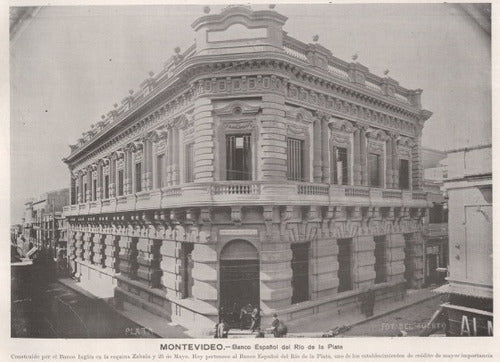 Montevideo Antiguo Banco Español Año 1900 - Lámina 45x30 Cm. 0