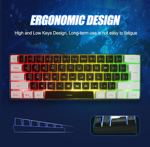 Teclado Portátil Rgb Retroiluminado De 61 Teclas Negro Y Bla 4