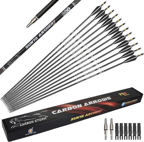 Premium Sunya 30-Inch 500 Carbon Fiber Arrows Pack of 12 0