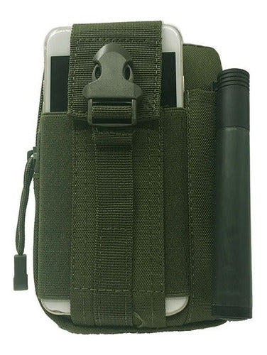 Riñonera Molle Edc Tactico Militar Con Porta Celular Verde 1