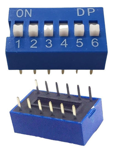 10 Peças - Chave Dip Switch 6 Vias 180° (kf1001) - Azul 0