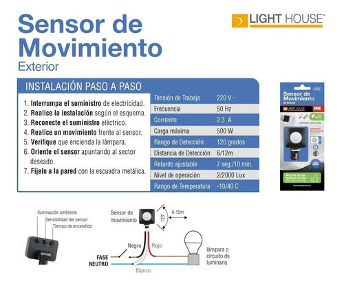 Lighthouse 500W Outdoor Motion Sensor PIR, 120° 2