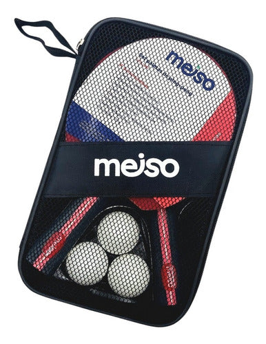 Set of 2 Table Tennis Paddles and 3 Balls by Meiso SPALPP Wood 1
