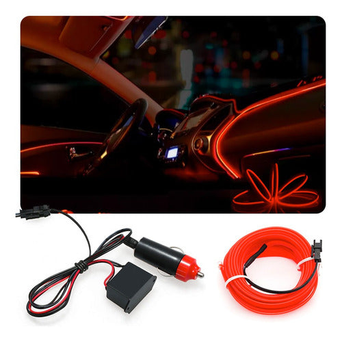 Fita Led Luz Interna Neon Painel Carro 5m Vermelho Tunning 0