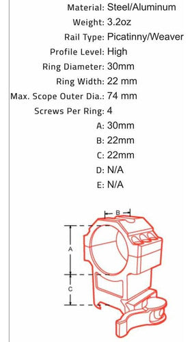 Leapers Montaje Anillas Utg 30mm Altas Weaver Riel Rq2w3224 1