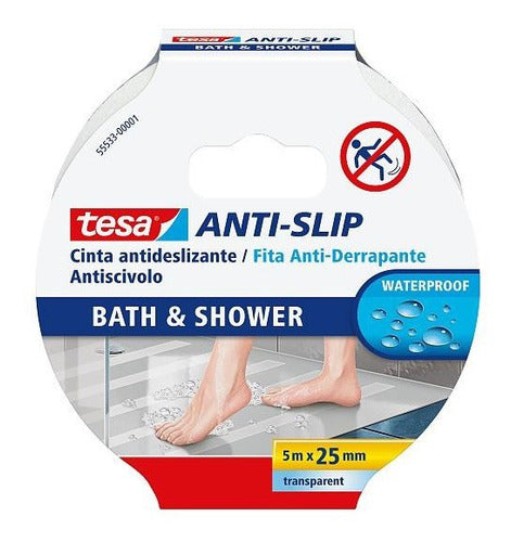 Tesa Anti-Slip Bath & Shower Tape - Transparent - 3 Rolls of 5 Meters 2