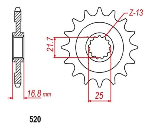 RA Pinion Honda NC 750 17 Teeth Chain 520 2