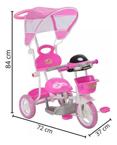 Triciclo Infantil Passeio Empurrador 2 Em 1 Importway Rosa 1