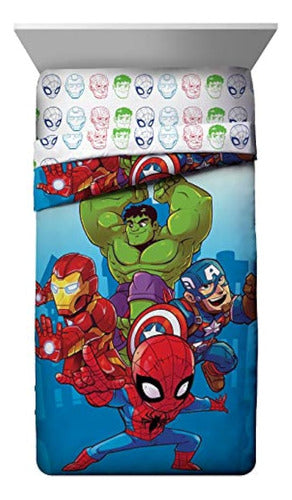 Marvel Heroes Amigos 4 Piezas Juego De Cama Infantil 1