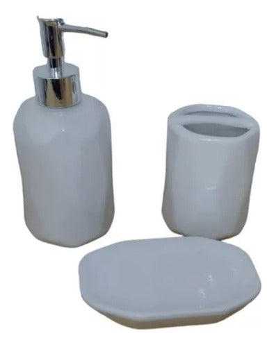 Baby Set De Baño X3 Piezas Cerámica Dispenser Jabonera 0