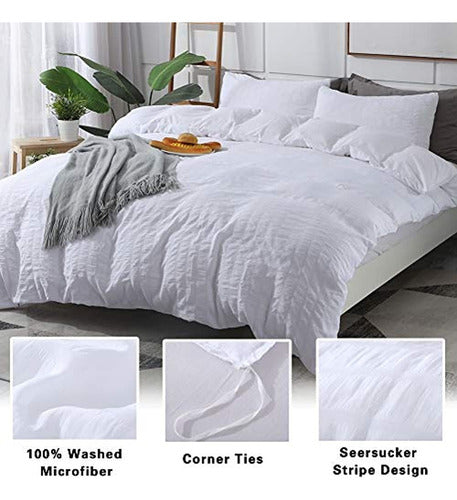 Avelom White Duvet Cover Queen (90 X 90 Pulgadas), 3 Piezas 1