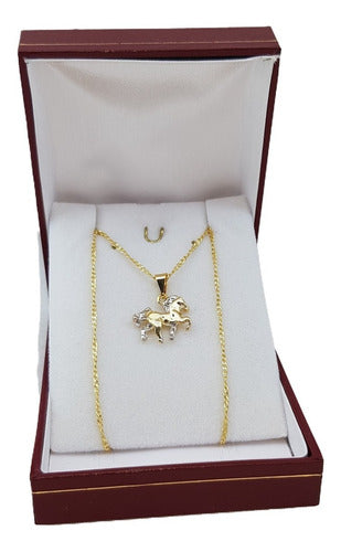 Monarca Joyas Small Horse Pendant Necklace in 18kt Gold Plated 2