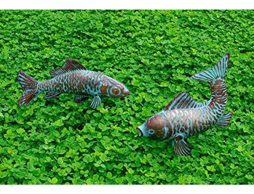 Huanren Yubu Handicrafts Co., Ltd Antique Copper Garden Statue with Fish - 2 Sets 2