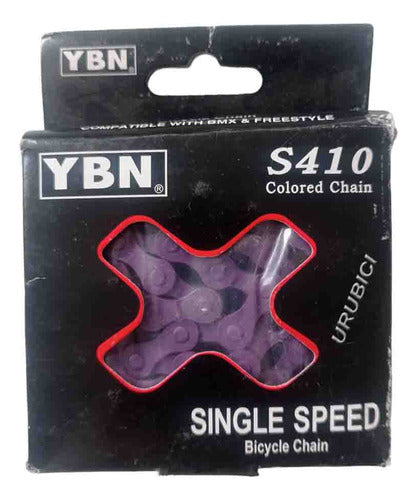 YBN Violet Bicycle Chain 1 Speed 112 Links 1/2 X 1/8 1