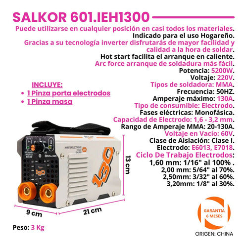 Salkor Soldadora Electrica Inverter 130amp Igbt Compacta 1