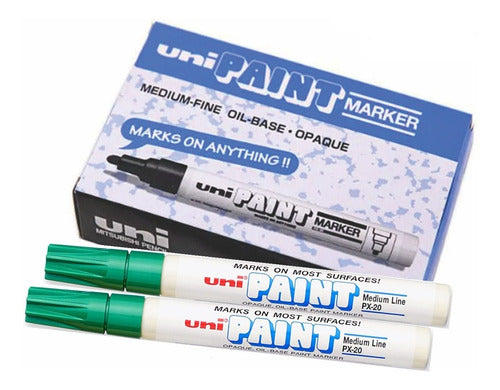 Marcadores Uni Paint Px20 Pintura Al Aceite Verde Caja X 12 0