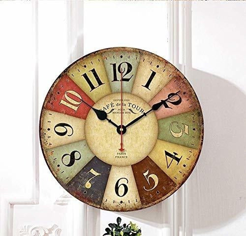 Qukueoy Retro Wooden Wall Clock Farmhouse Decor 1