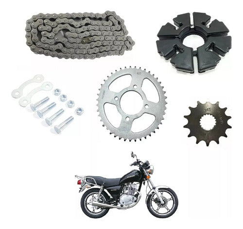 SuzukiCenter Complete Chain Sprocket Kit for Suzuki GN 125 0