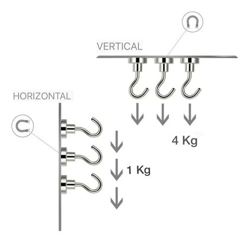 MAS Ganchos Magnéticos X3 Und Abiertos De Neodimio 12 Mm (2kg) 2
