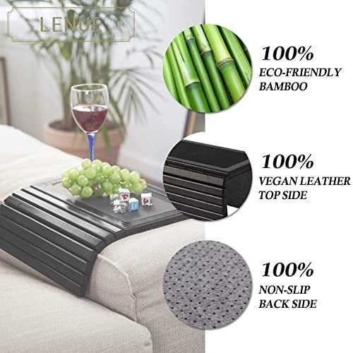 Mesa De Apoyo De Bambu Para Brazo De Sofa Negra 2