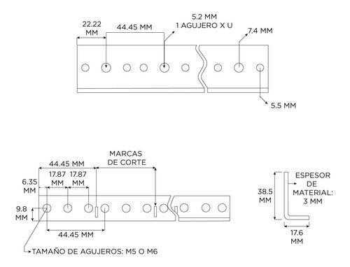 Perfil Rack Anvil Montaje De Equipos 8u Rab R0828-08un 2