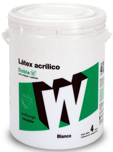 Doble W Acrylic Latex Paint Exterior Interior 4 Liters Anti-mold Washable Professional Use 0