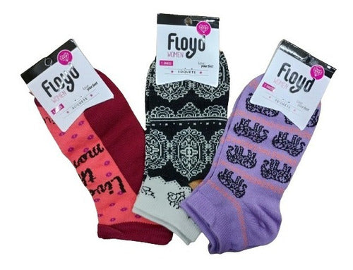 Floyd Pack X9 Printed Ankle Socks for Women Art MJ6 1