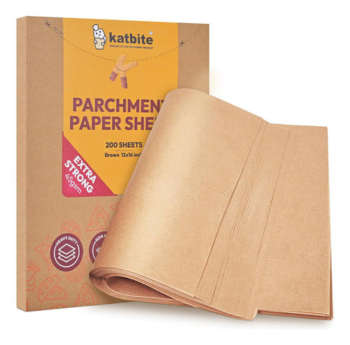 Katbite Braun - Baking Paper 30x40 Cm, 200 Heavyweight Sheets, Unbleached 0