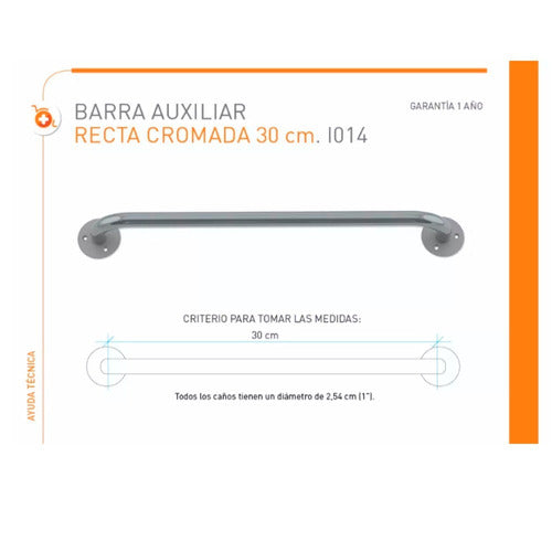 Barra Auxiliar Recta De Bañera Cromada Silfab 40 Cm I015 2