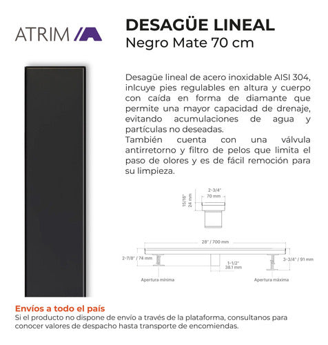 Atrim Linear Drainage Grate Aqua 70cm Classic Black 2 In 1 4