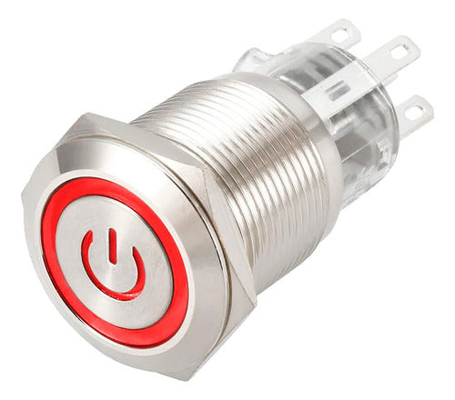 Boton Pulsador Metal 16mm Con Logo Sin Retencion Rojo 0