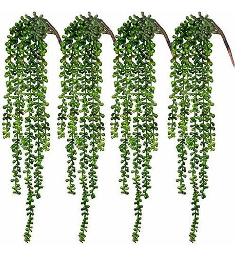 Cewor 4pcs Artificial Succulents Hanging Plants Fake String 0