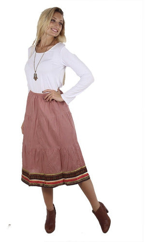 Spiga 31 Imported Hindu Cotton Midi Skirt with Ribbons #6460 0