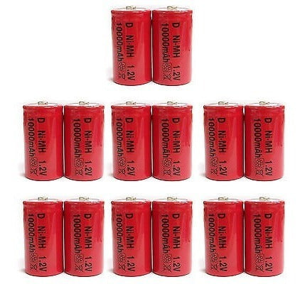 14 Pcs D Size 10000mAh NiMH 1.2V Rechargeable Battery 0