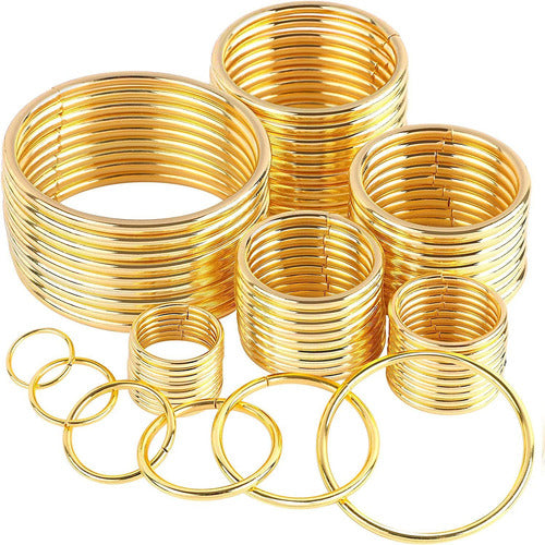 60pcs 6 Sizes Gold Metal O Rings Multi-purpose Buckle Loop Ring for Crafts - 15mm, 20mm, 25mm, 32mm, 38mm, 50mm 0