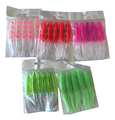 Generic Kit X 25 Señuelo Calamar Goma 12cm Silicona Pesca Variada 0