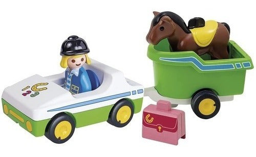 Playmobil 123 70181 Zoo Car With Horse Trailer 0