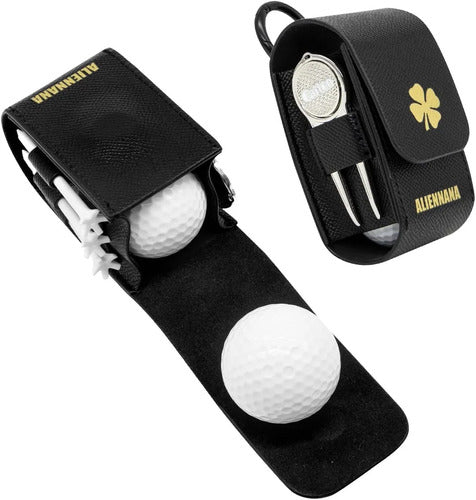 Premium Leather Golf Ball Bag with Divot Tool and Tees 0