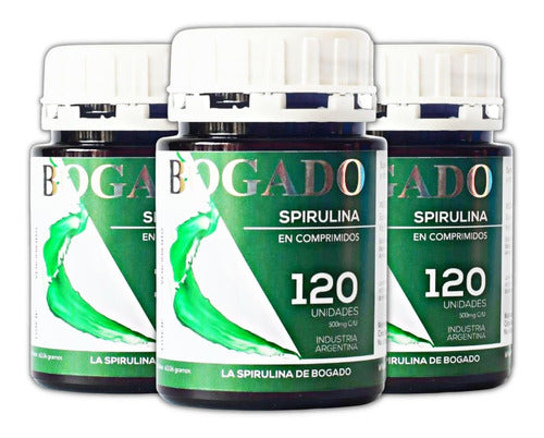 Hydro Farming Spirulina Bogado 120 Comprimidos 500mg X 3 Unidades 0