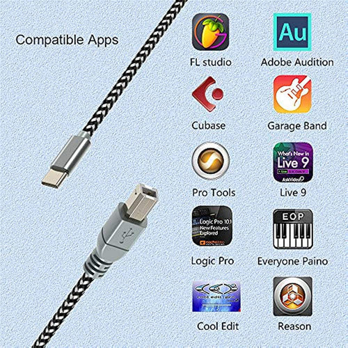 Cable Midi Para iPad Pro, Usb C A Usb B Cable Midi Otg Tipo 3