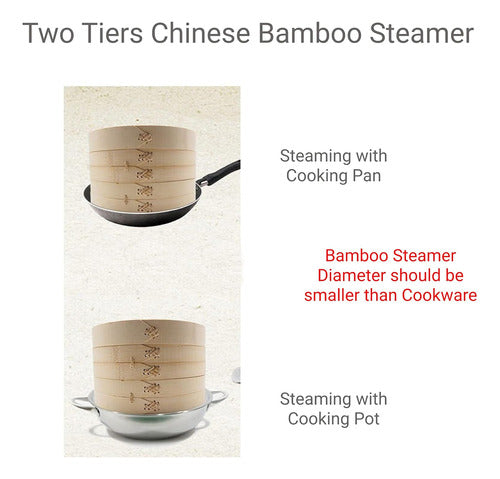 JapanBargain S-2223 Bamboo Cooking Steamer Set 10-Inch 2