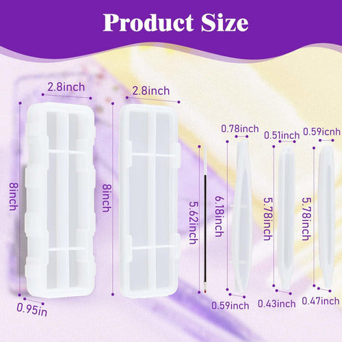 Geiserailie Pencil Case Resin Mould and 3 Pieces Pen Shape Silicone Casting Moulds and 15 Ballpoint Refill Pens Small Storage Containers Mould Cylinder Shaped Epoxy Casting Moulds for DIY Resin Crafts Making 1