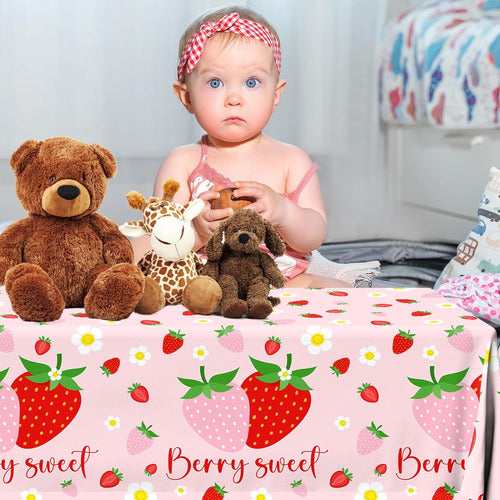 Dydamud Strawberry Waterproof Tablecloth Set for Parties, 3pcs 1