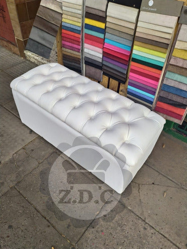 LIVINGZDC White Capitone Storage Bench 1m X 55cm High 2