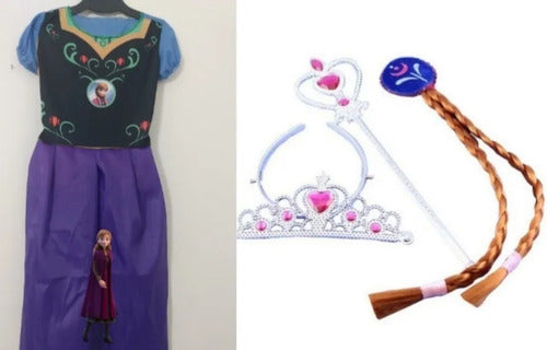 Papalote Frozen Elsa or Anna Costume with Crown, Braid, and Wand Set 0