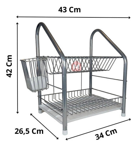 Two-Tier Metal Drainer with External Cutlery Holder 2